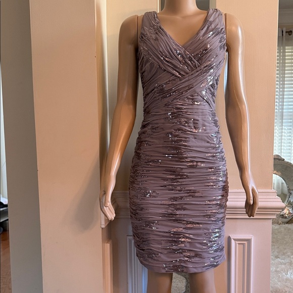 Ralph Lauren Evening Grey/ Silver Sequin Mini Dress - Picture 1 of 4